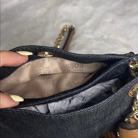 Michael Kors Denim and Tan leather Chain Shoulder/Crossbody Bag - Picture 8 of 16